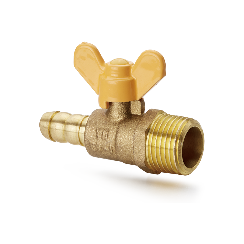 Valvola a sfera in ottone YH-207 con maniglia a farfalla (connettore M/gomma)
