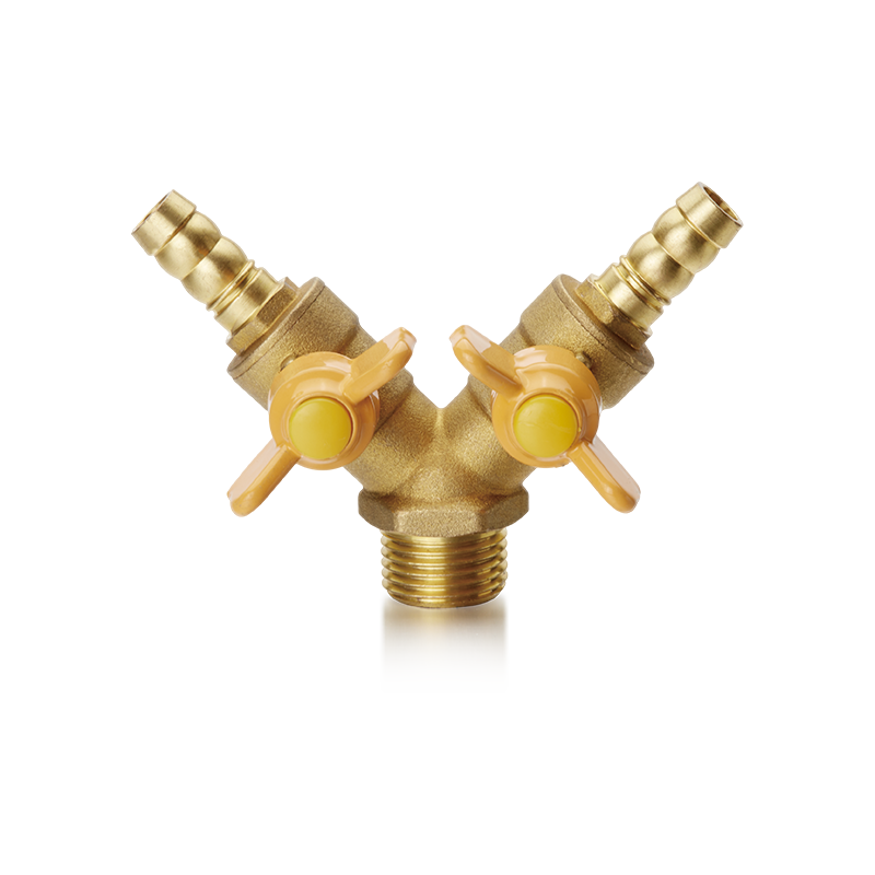 Valvola a sfera in ottone YH-208 (M/doppio connettore per tubo flessibile)